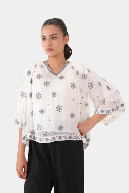 Chiffon Embroidered Blouse - Cougar Clothing