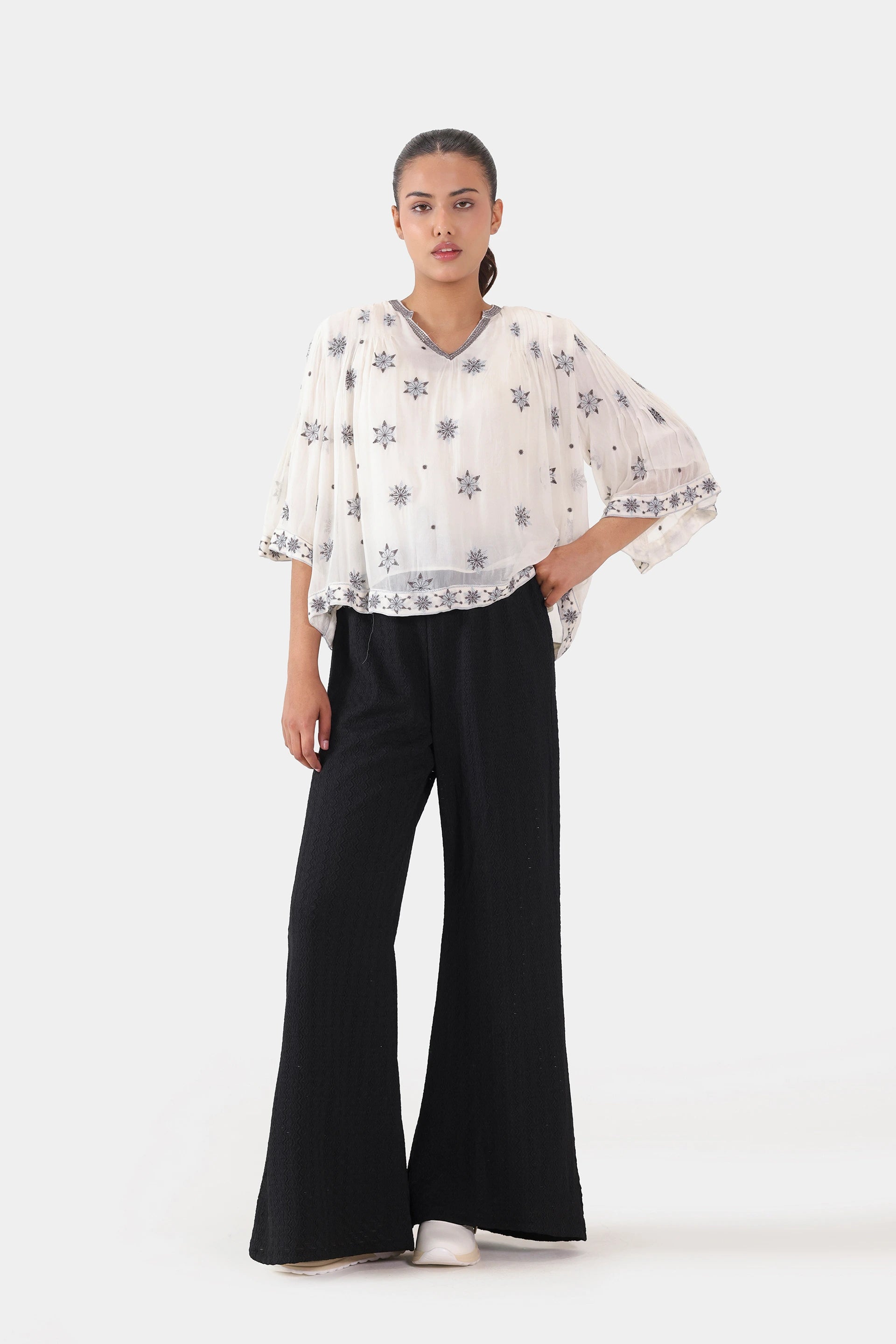Chiffon Embroidered Blouse - Cougar Clothing