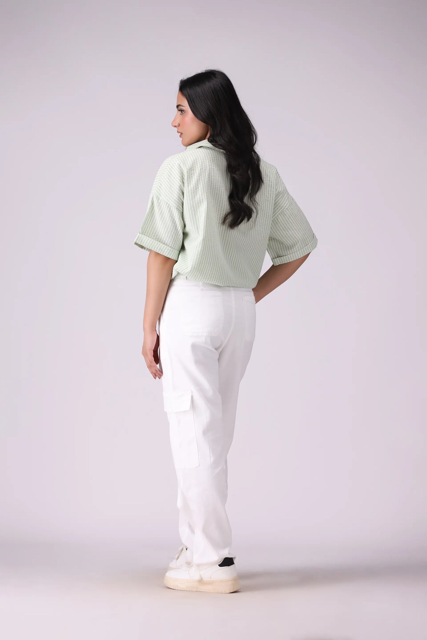 Drawstring-Hem Striped Shirt - Cougar Clothing