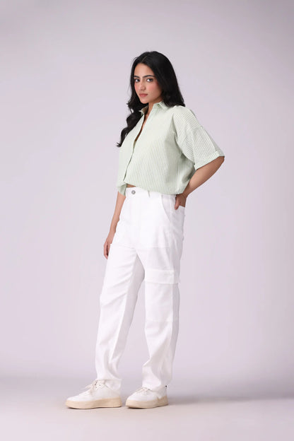 Drawstring-Hem Striped Shirt - Cougar Clothing