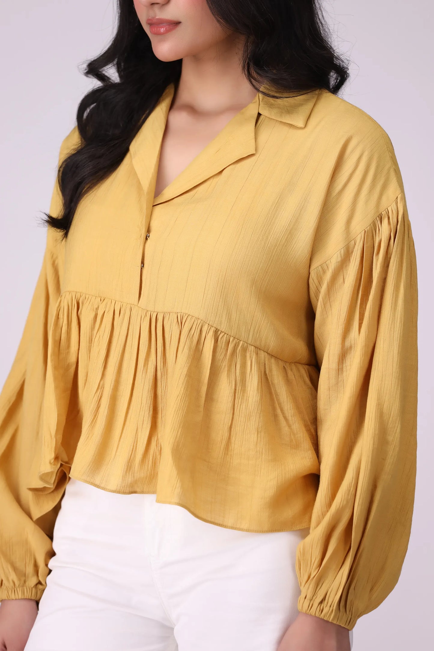Resort Collar Peplum Top - Cougar Clothing