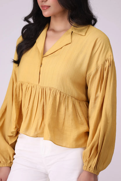 Resort Collar Peplum Top - Cougar Clothing