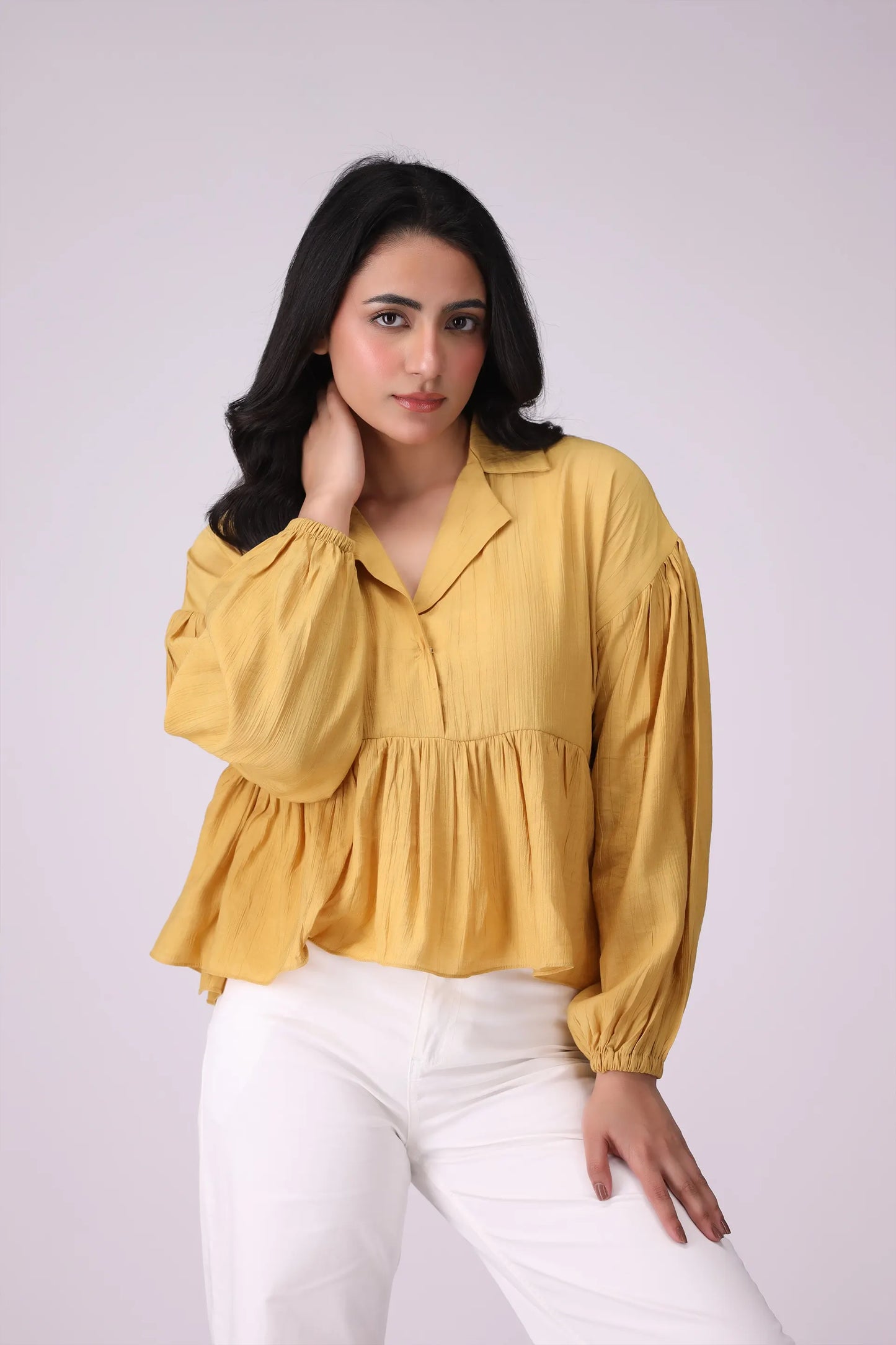 Resort Collar Peplum Top - Cougar Clothing
