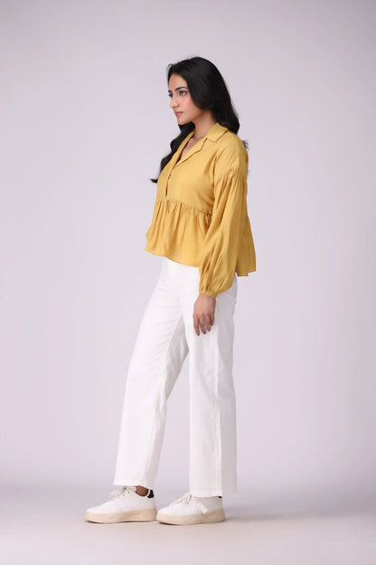 Resort Collar Peplum Top - Cougar Clothing