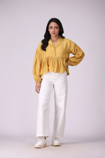 Resort Collar Peplum Top - Cougar Clothing