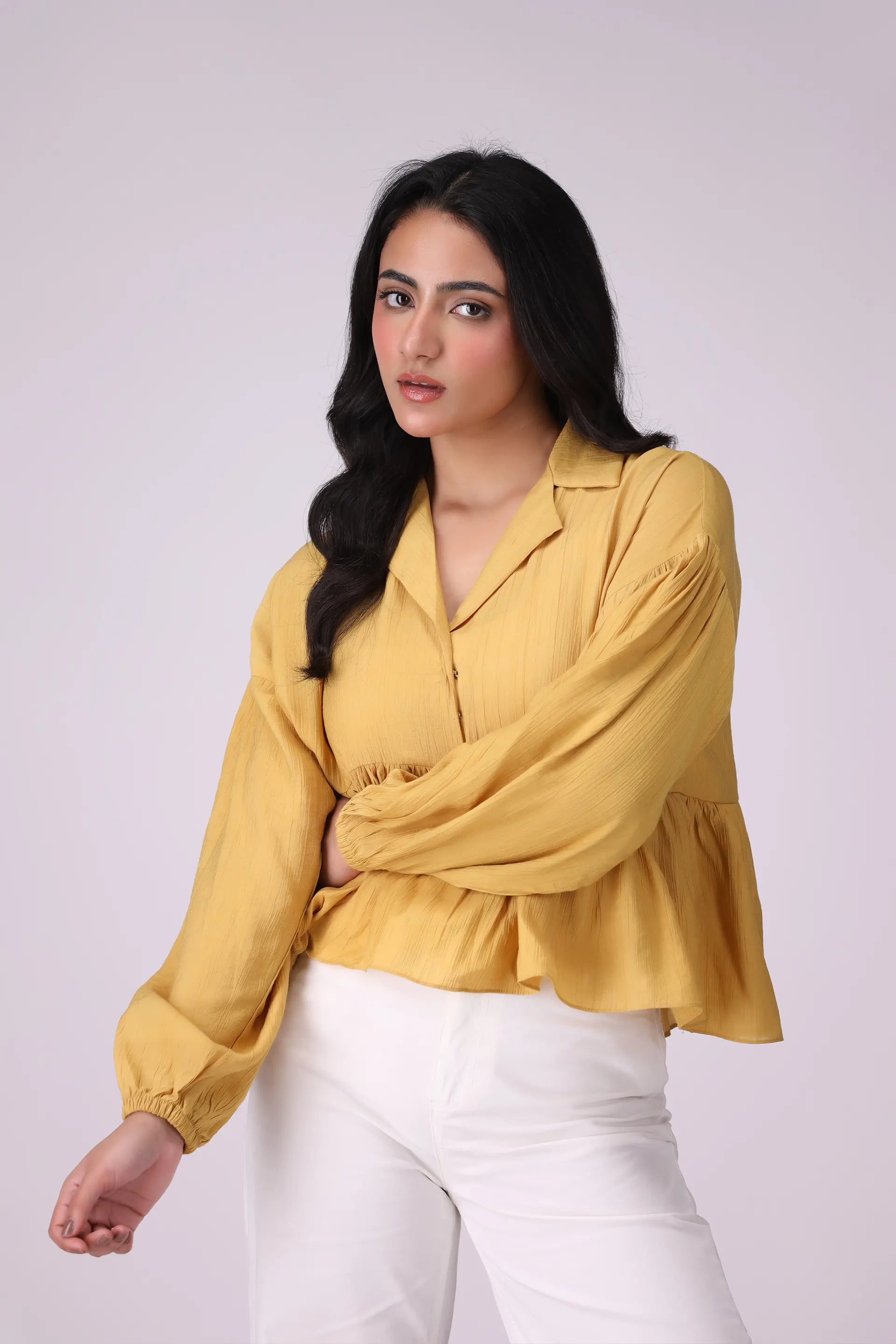 Resort Collar Peplum Top - Cougar Clothing