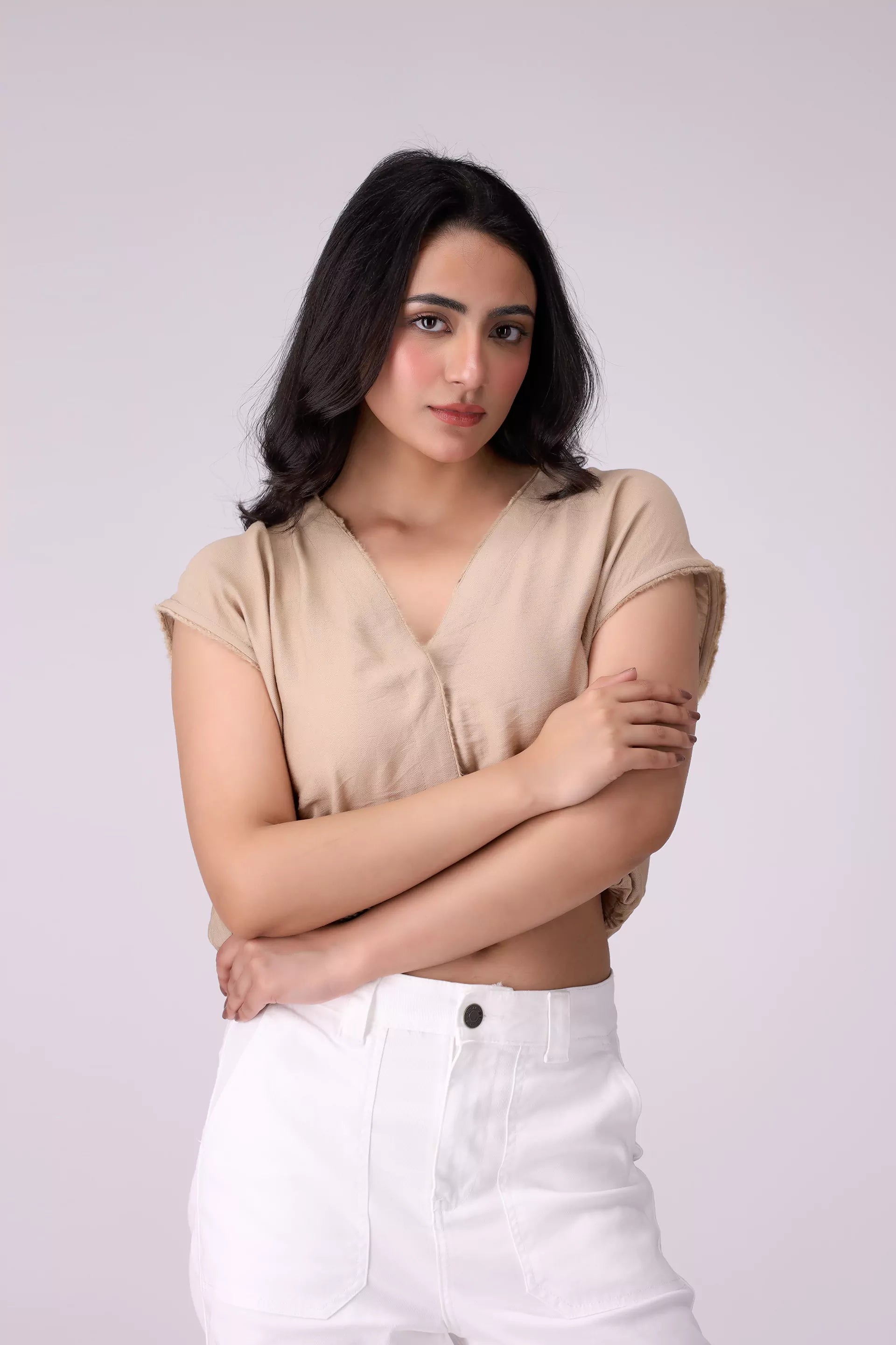 V-Neck Cropped Top - Cougar Clothing