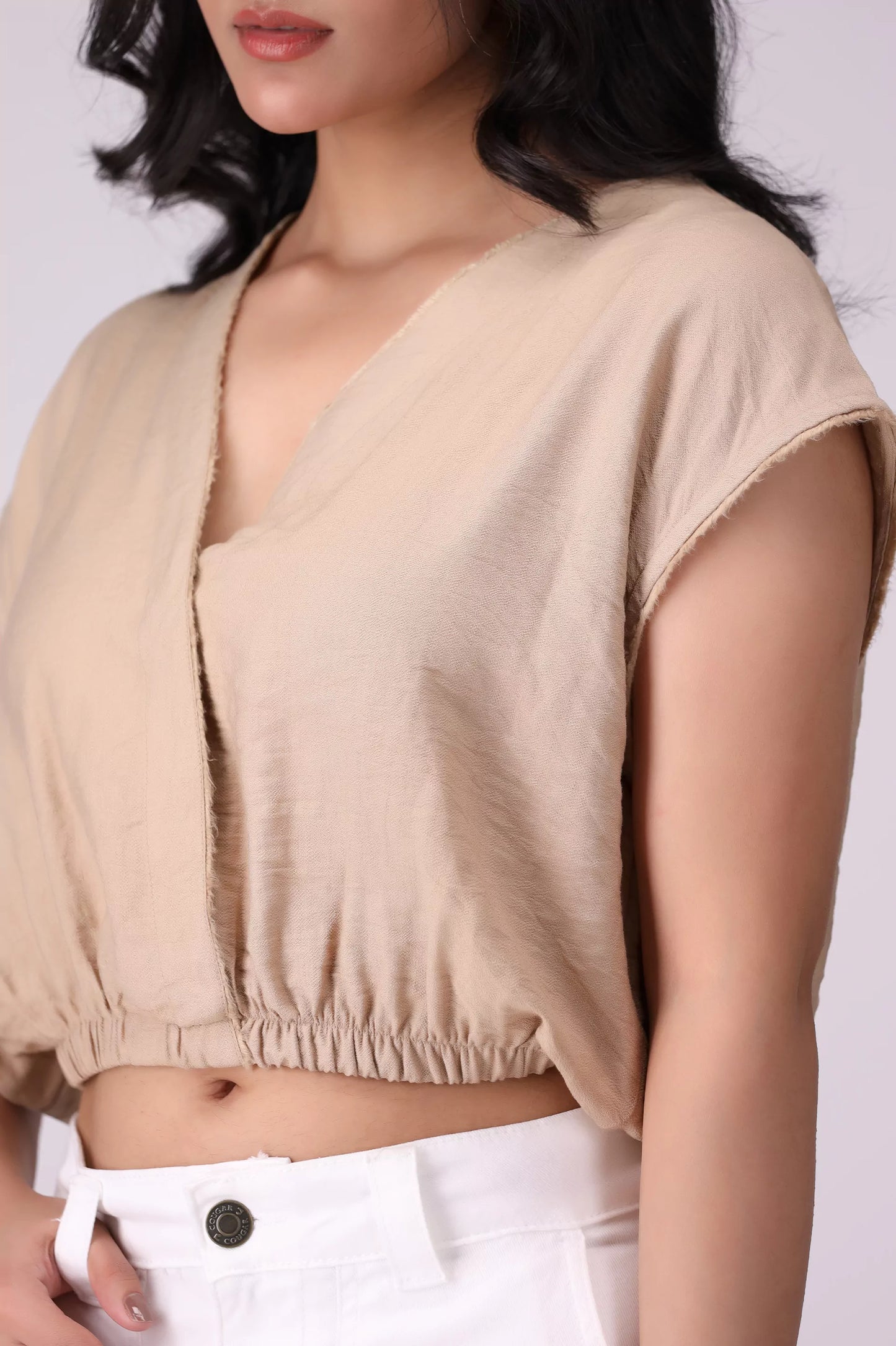 V-Neck Cropped Top - Cougar Clothing