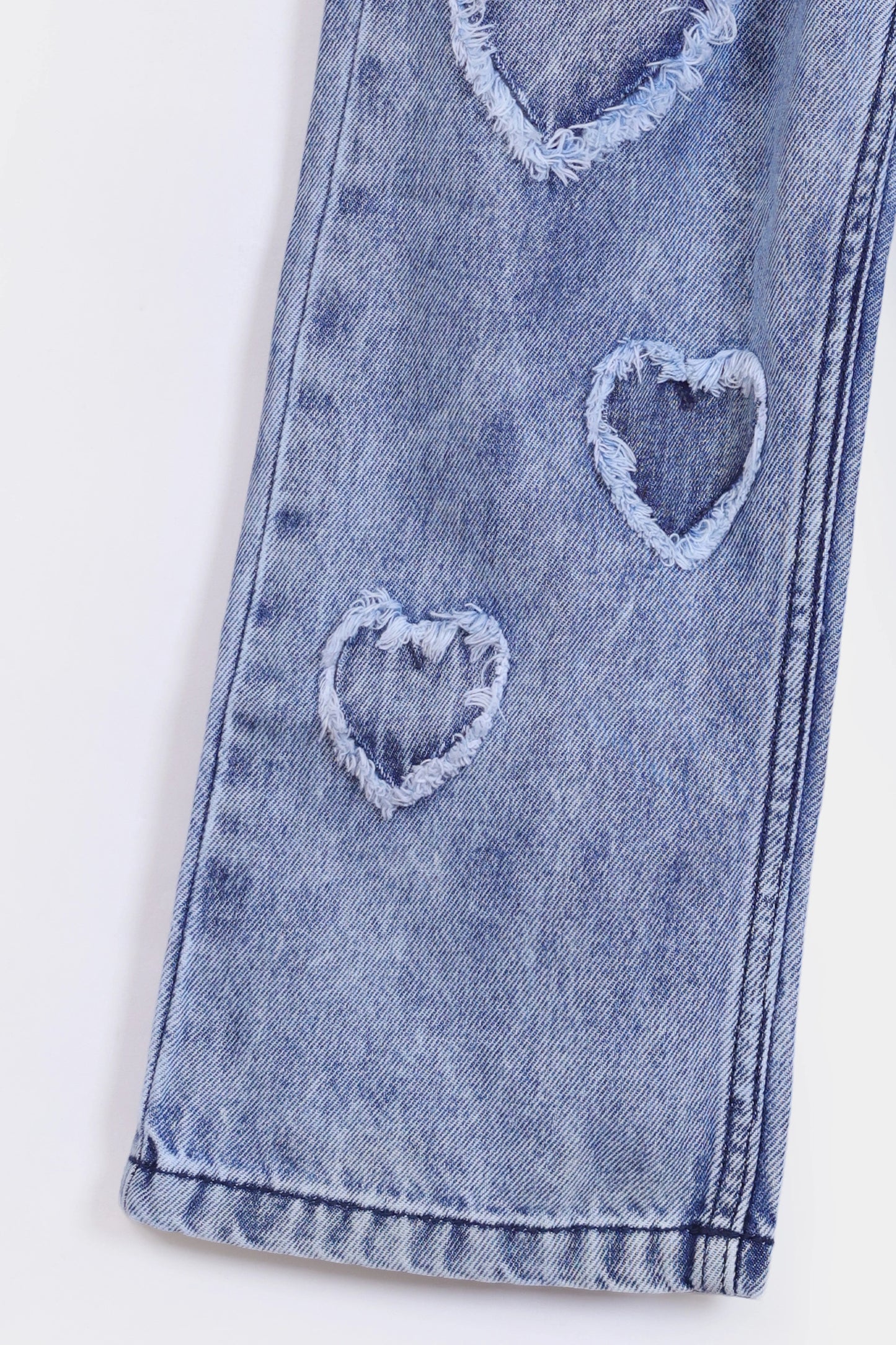 Straight Fit Jeans with Heart Patches - Cougar Clothing