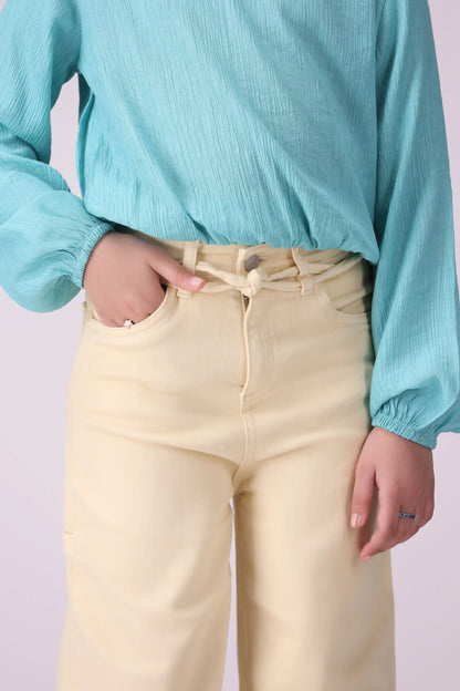 Drawcord Wide Leg Jeans - Cougar Clothing