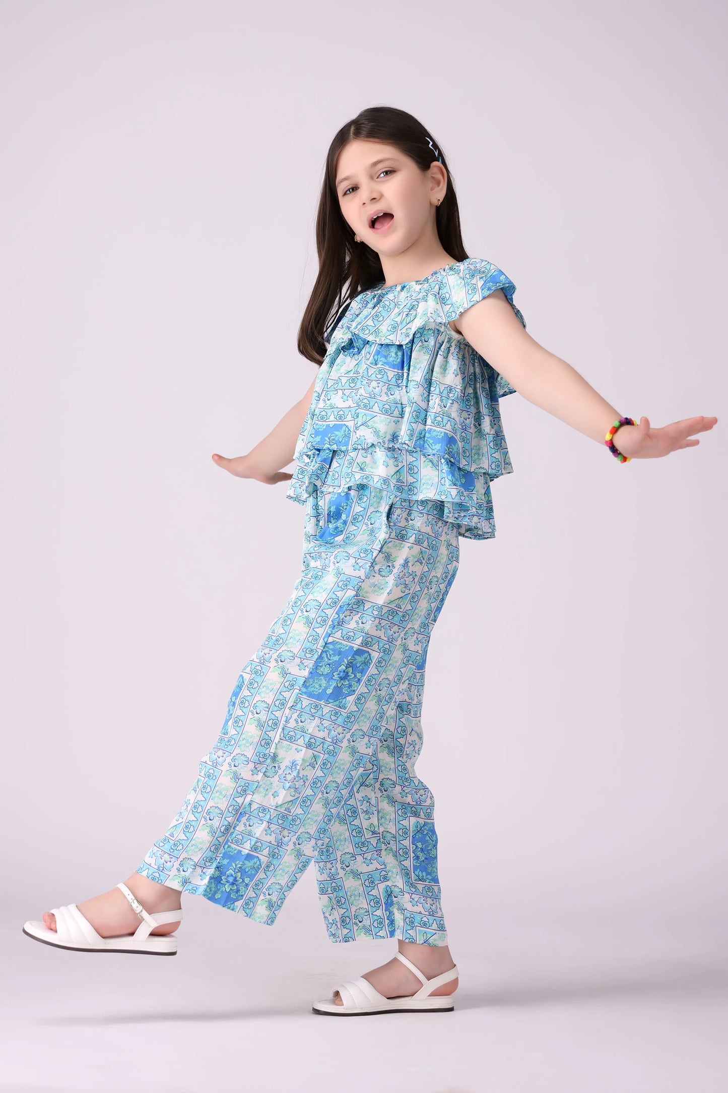 Printed Frilled Top - Cougar Clothing