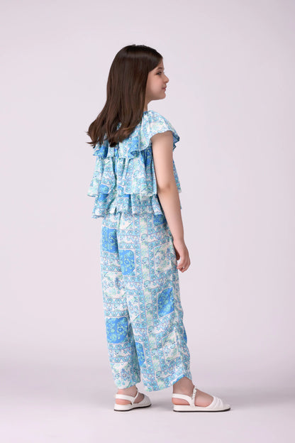 Printed Frilled Top - Cougar Clothing