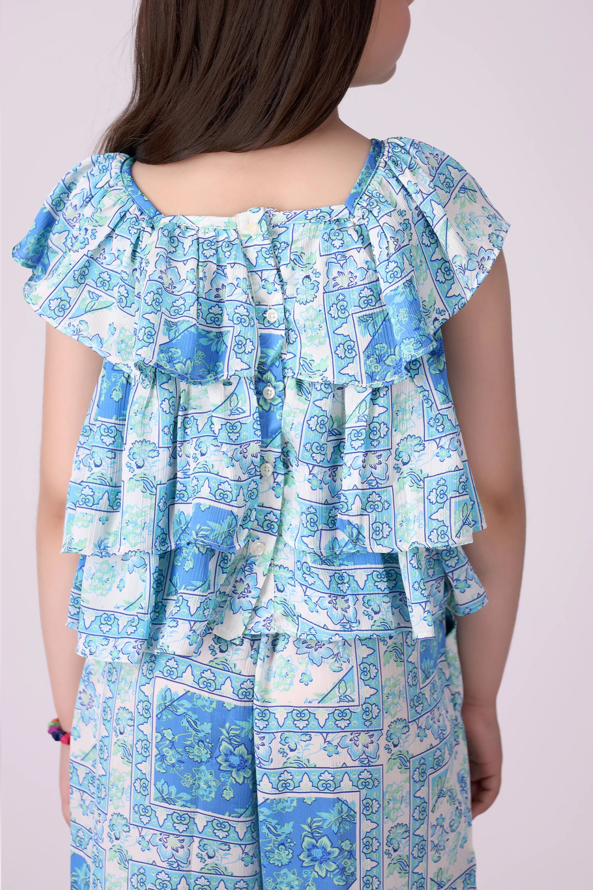 Printed Frilled Top - Cougar Clothing