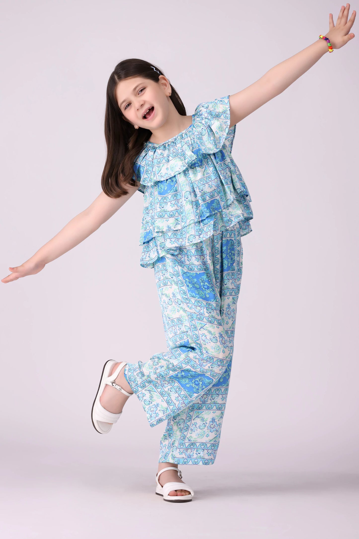 Printed Frilled Top - Cougar Clothing