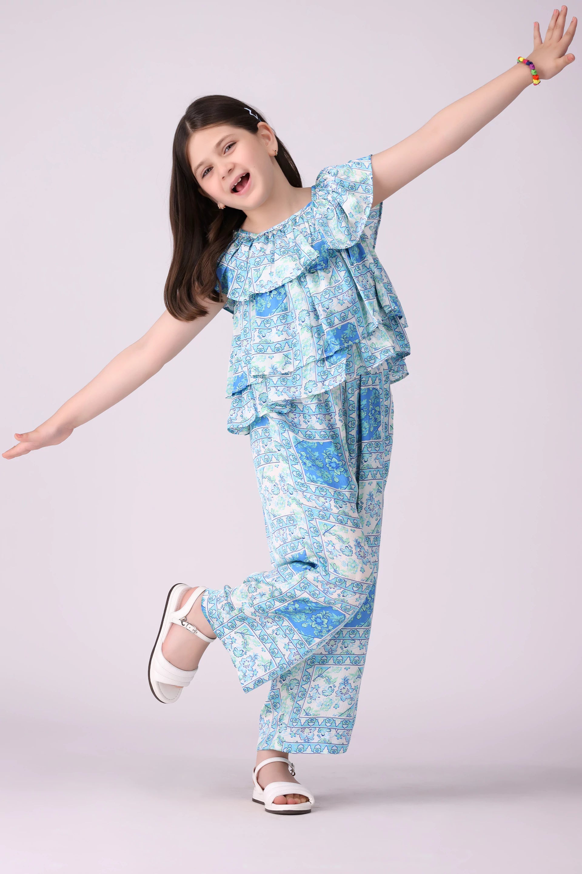 Printed Frilled Top - Cougar Clothing