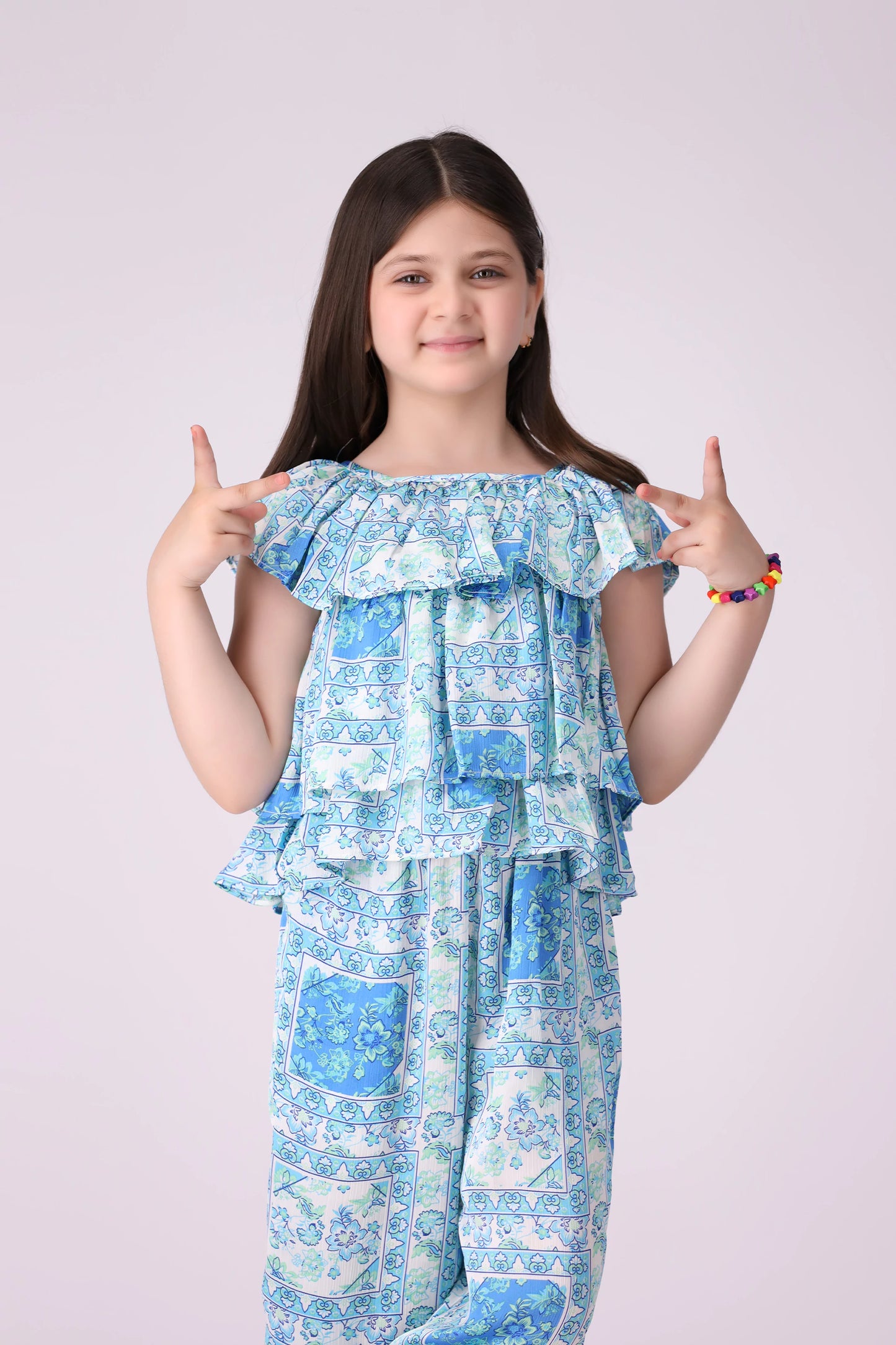 Printed Frilled Top - Cougar Clothing