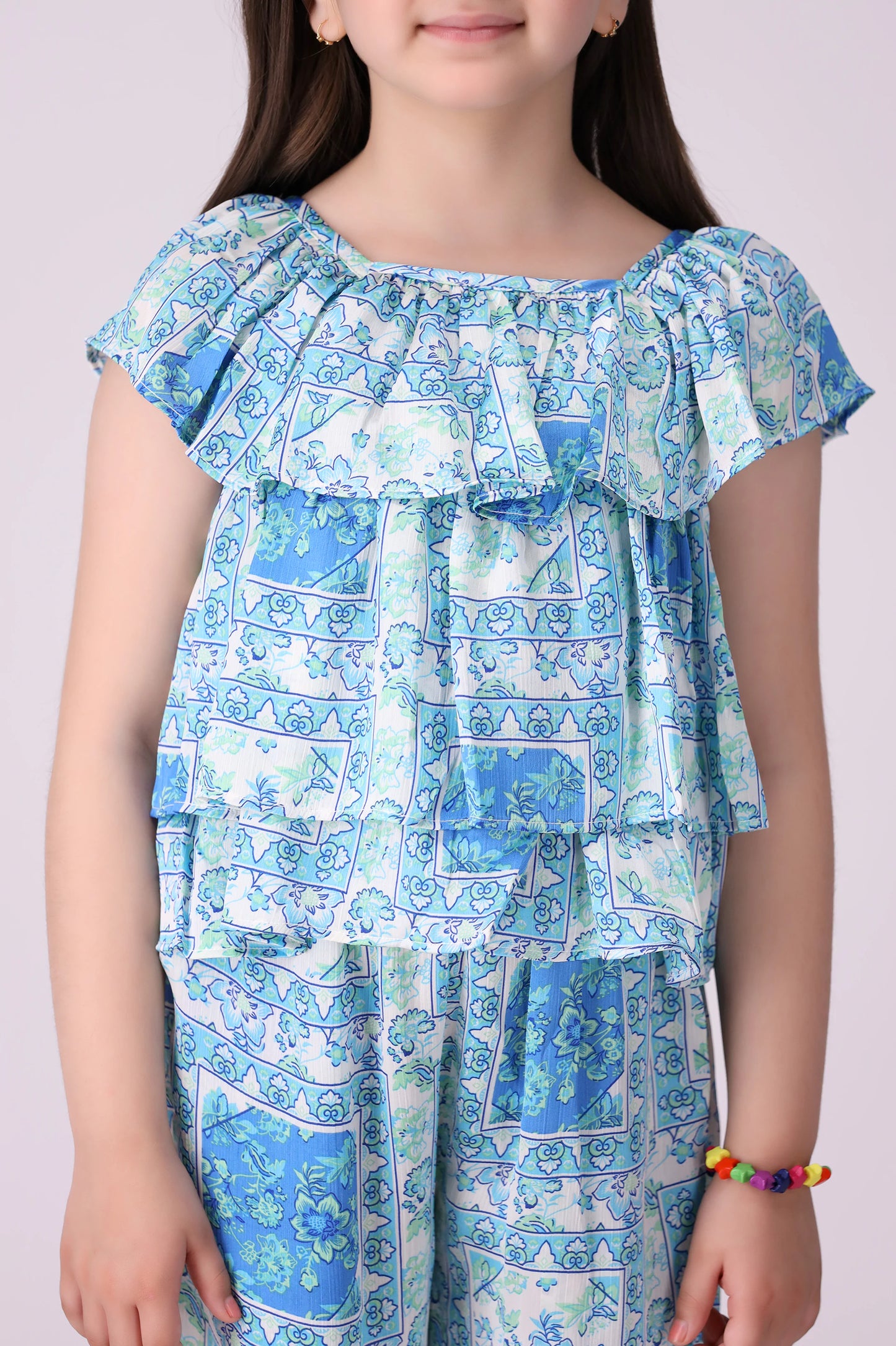 Printed Frilled Top - Cougar Clothing