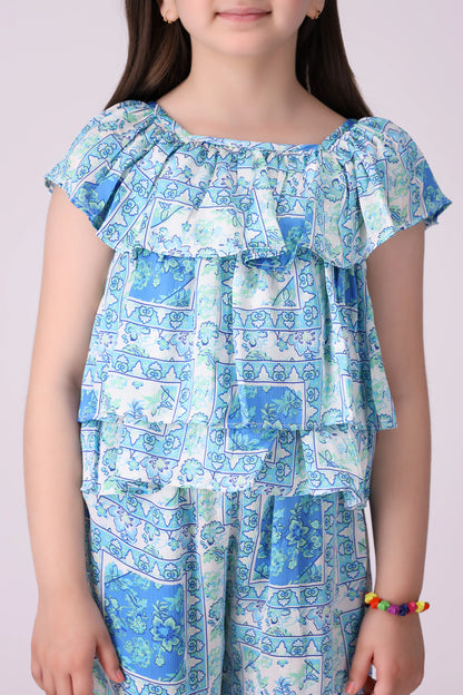 Printed Frilled Top - Cougar Clothing