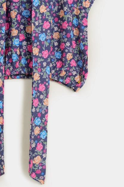 Tie-Neck Printed Top - Cougar Clothing