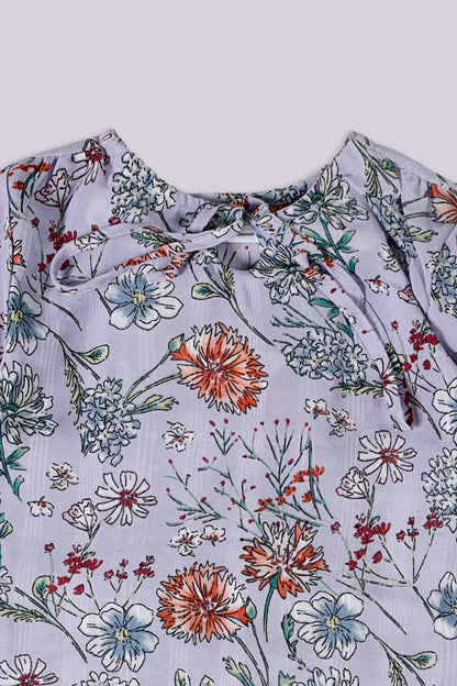 Drawstring-Neck Printed Top - Cougar Clothing