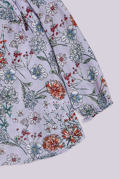 Drawstring-Neck Printed Top - Cougar Clothing