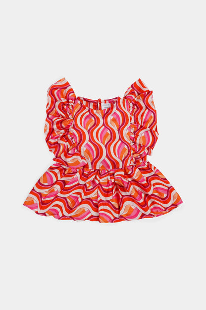 Printed Ruffle Top - Cougar Clothing