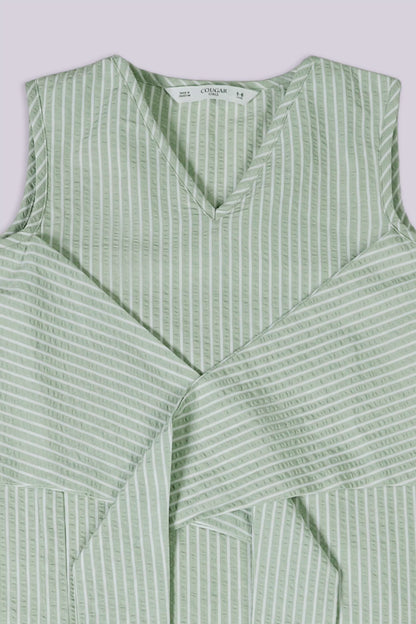Striped Top With Front Knot - Cougar Clothing