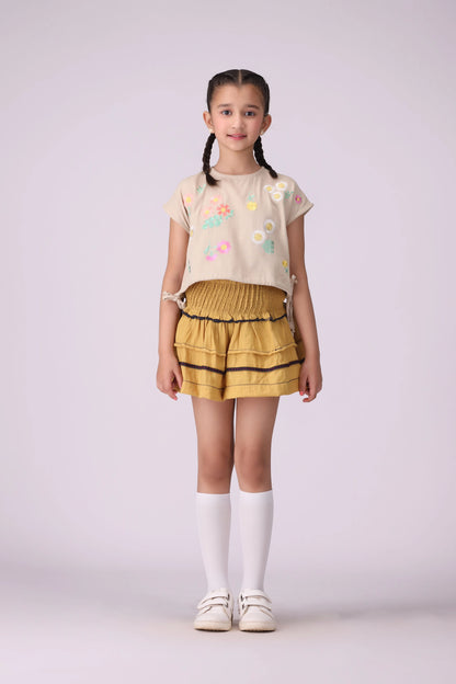 Embroidered Top With Drawstrings - Cougar Clothing