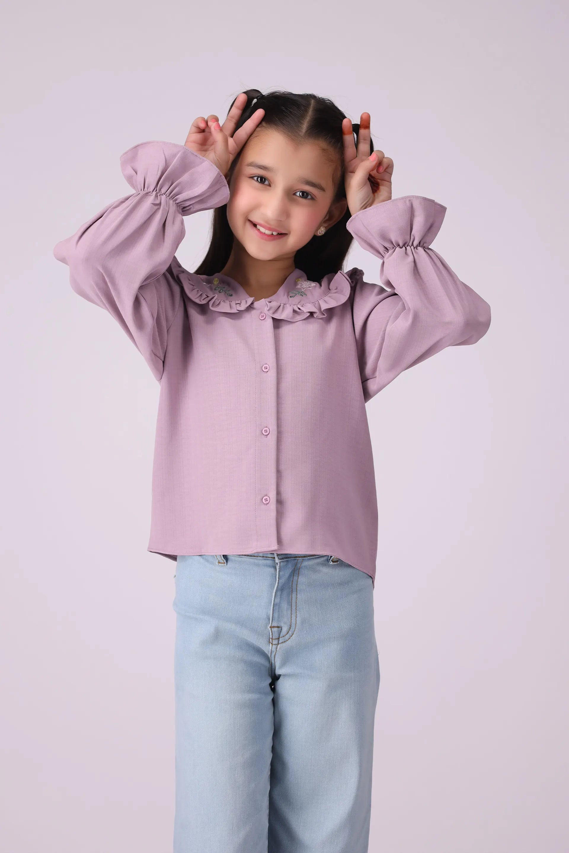 Embroidered Bib Collar Shirt - Cougar Clothing