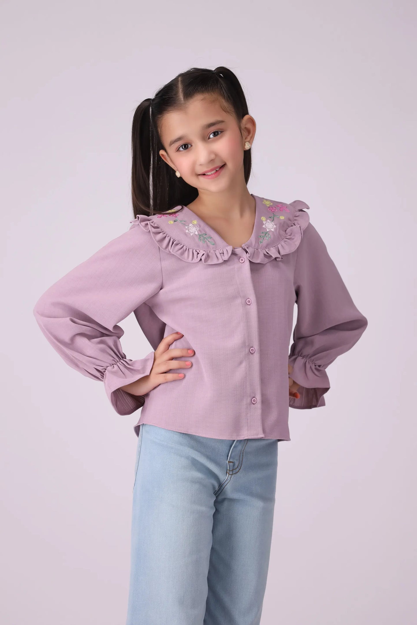Embroidered Bib Collar Shirt - Cougar Clothing