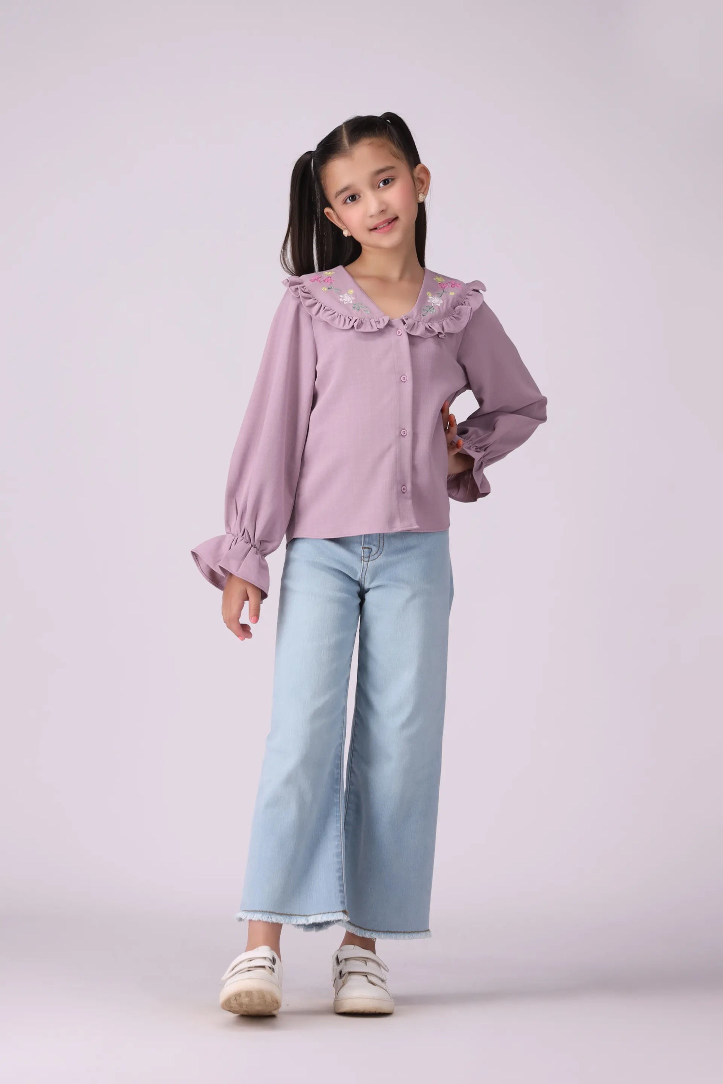 Embroidered Bib Collar Shirt - Cougar Clothing