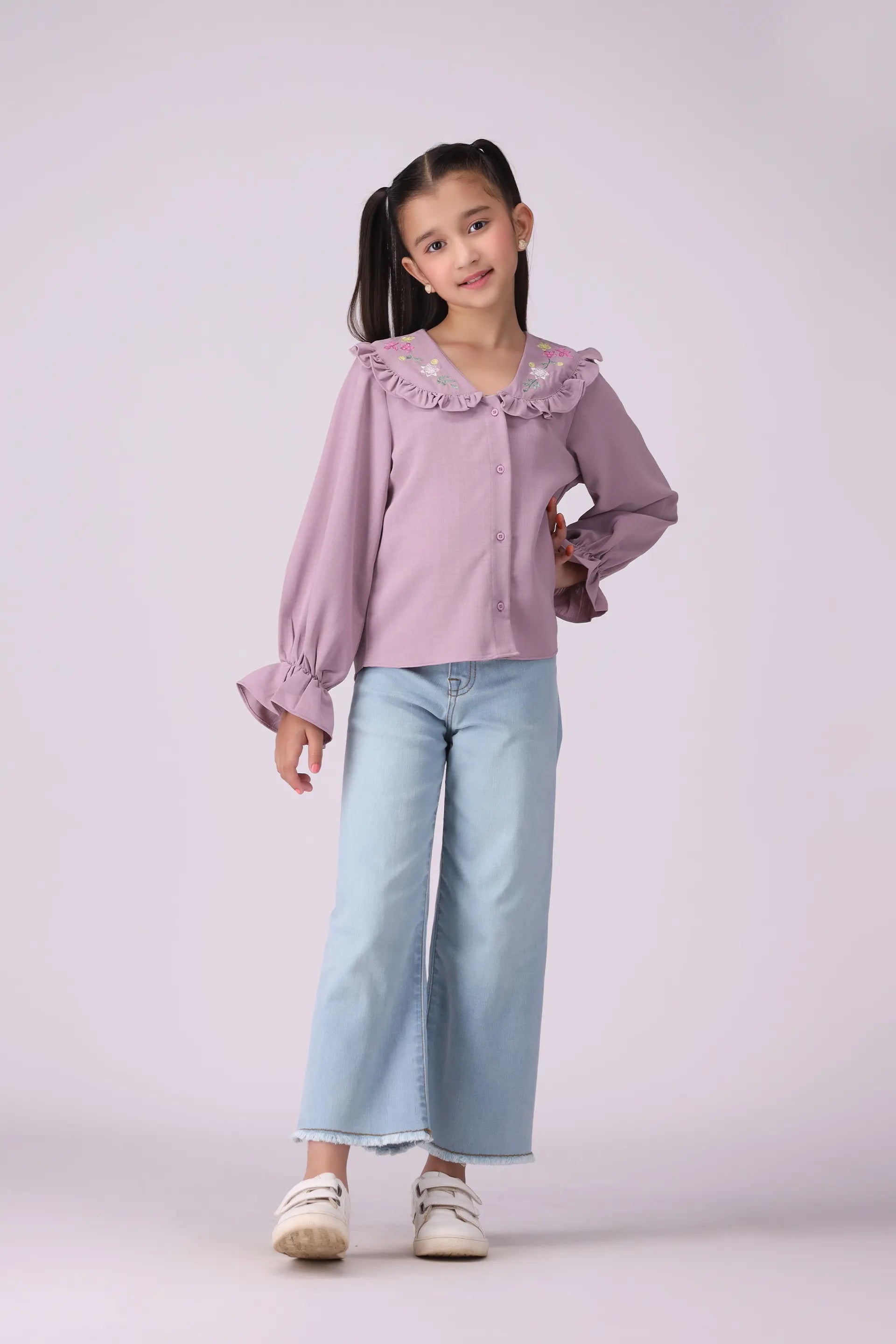 Embroidered Bib Collar Shirt - Cougar Clothing