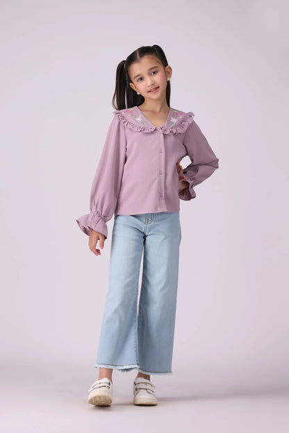 Embroidered Bib Collar Shirt - Cougar Clothing