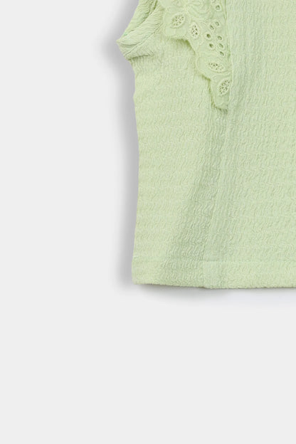 Textured Top With Lace Trims - Cougar Clothing