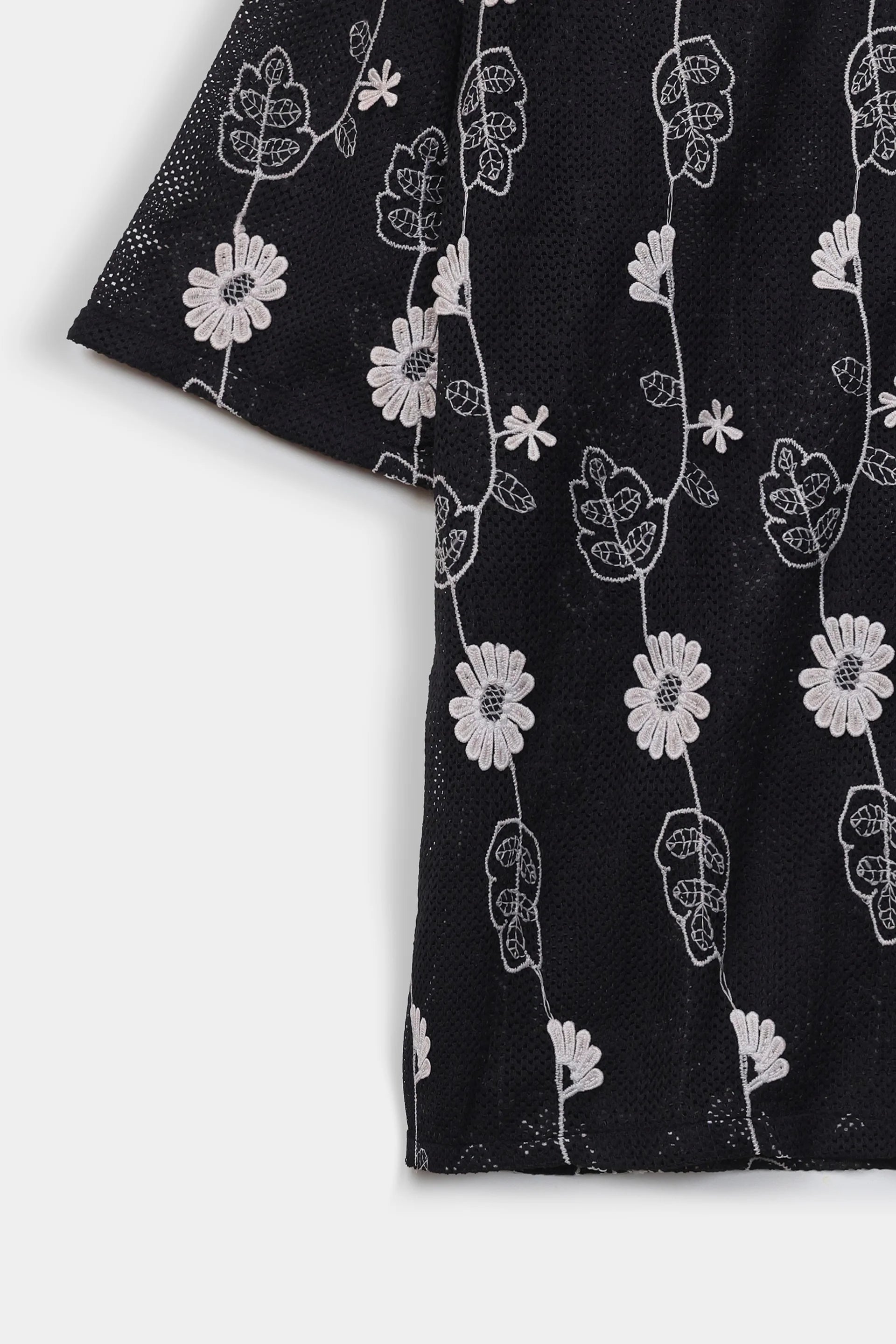 Embroidered Textured Net Shirt - Cougar Clothing