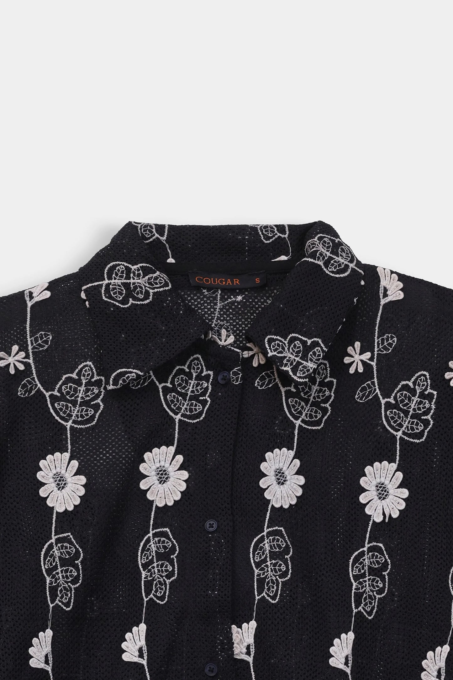 Embroidered Textured Net Shirt - Cougar Clothing