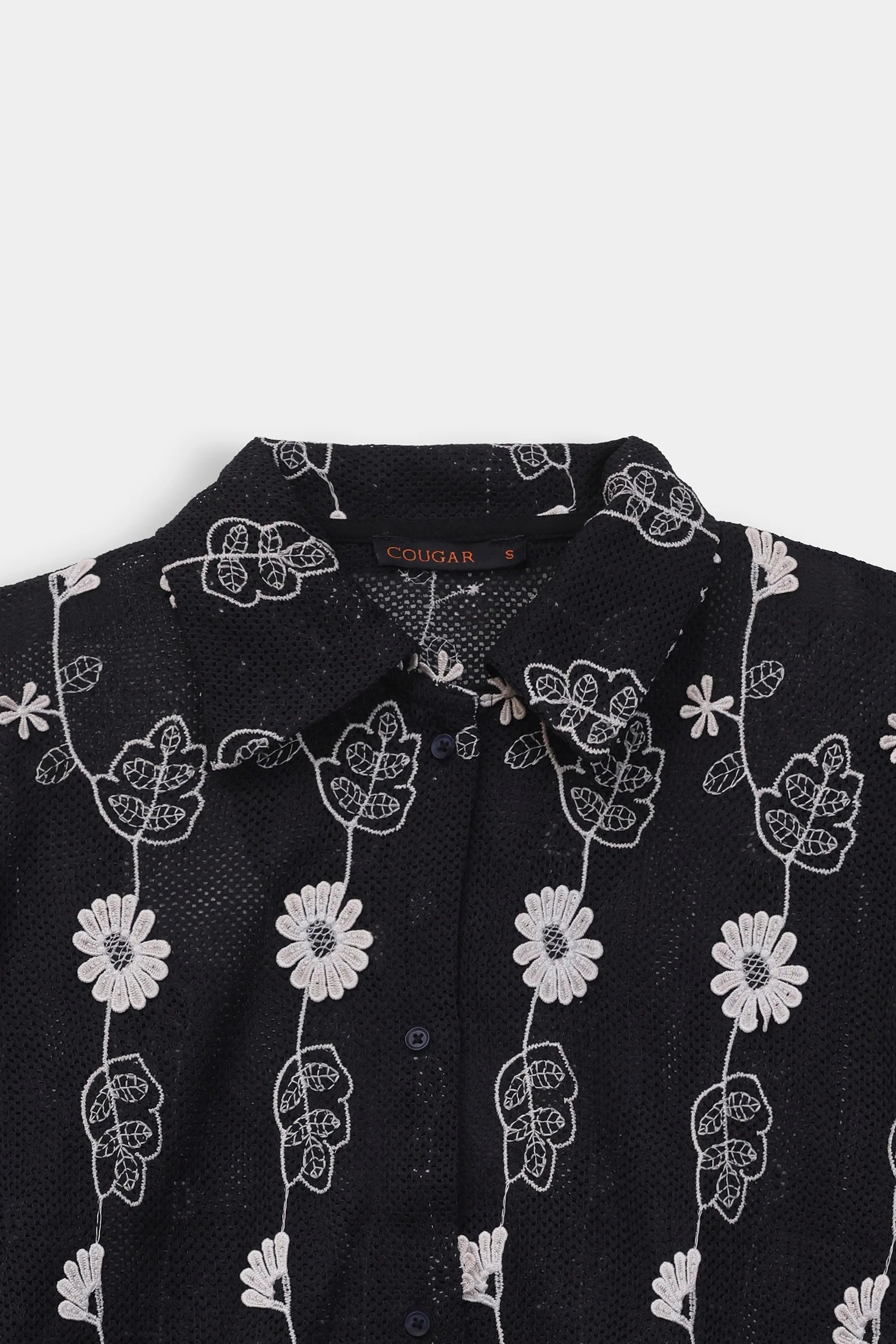 Embroidered Textured Net Shirt - Cougar Clothing
