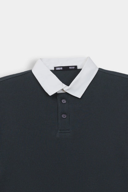 Textured Contrast Polo - Cougar Clothing