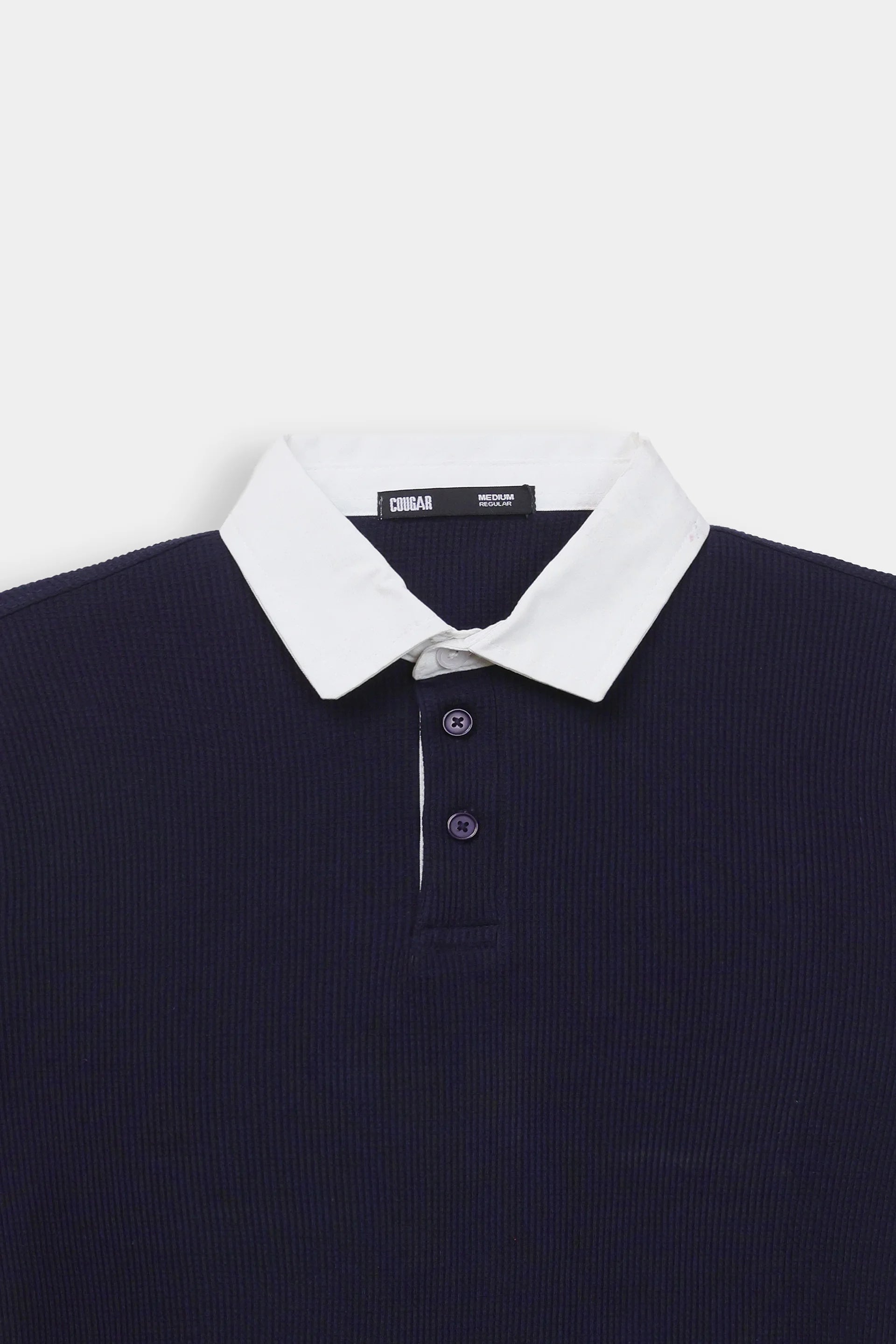 Textured Contrast Polo - Cougar Clothing