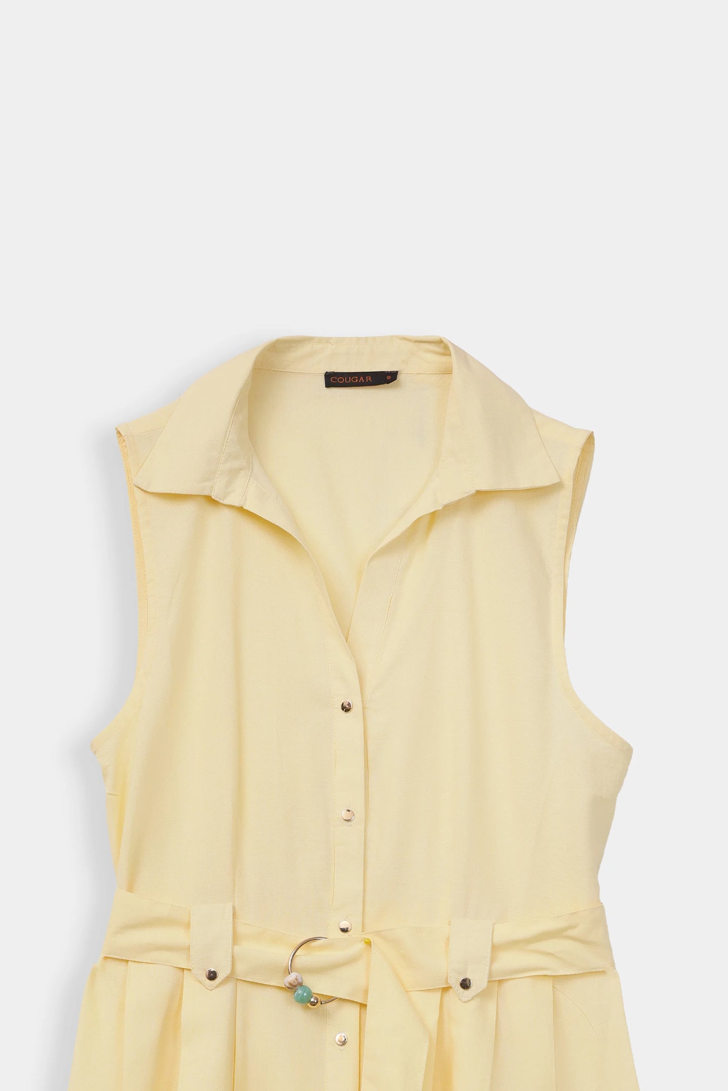 Pleated Dress With Belt - Cougar Clothing
