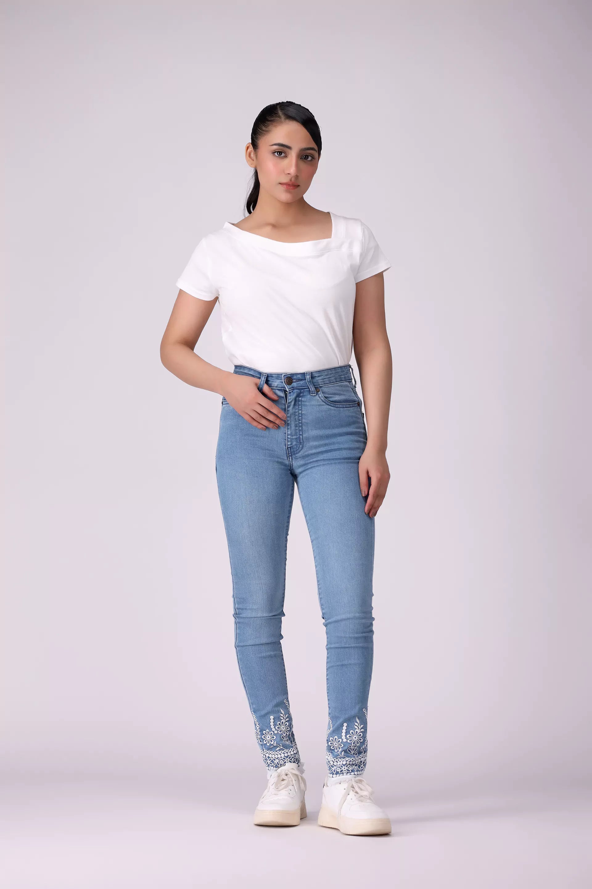 Embroidered Skinny Fit Jeans - Cougar Clothing