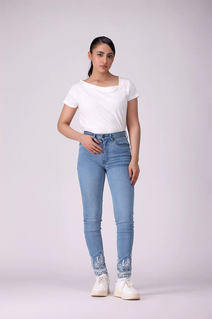 Embroidered Skinny Fit Jeans - Cougar Clothing