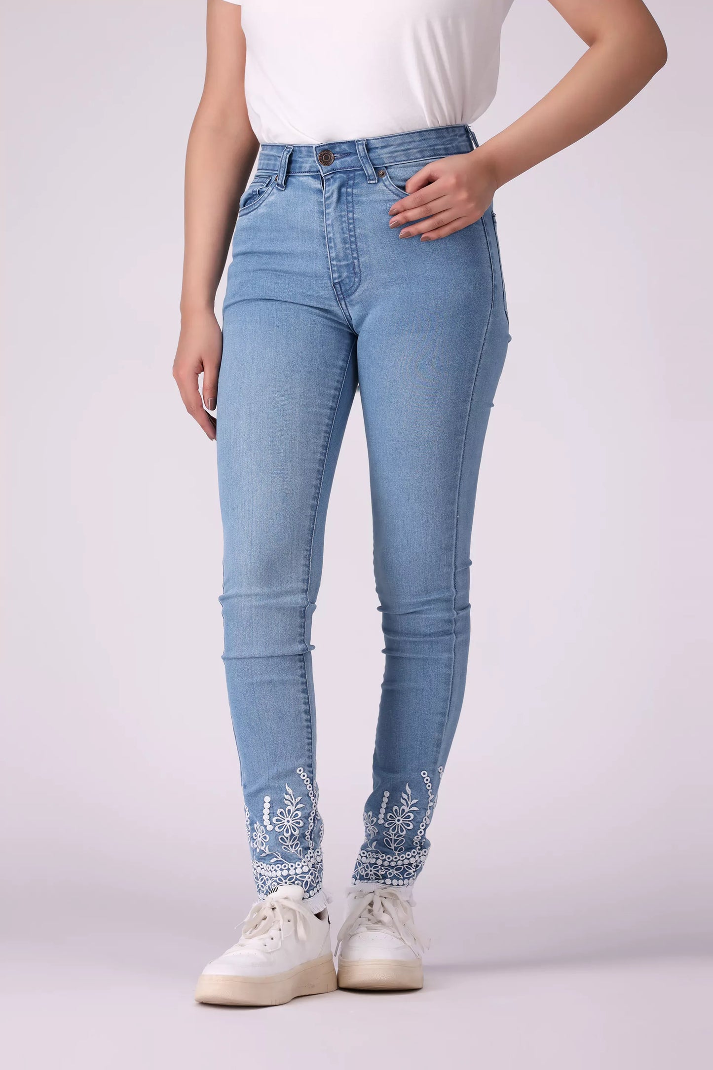 Embroidered Skinny Fit Jeans - Cougar Clothing