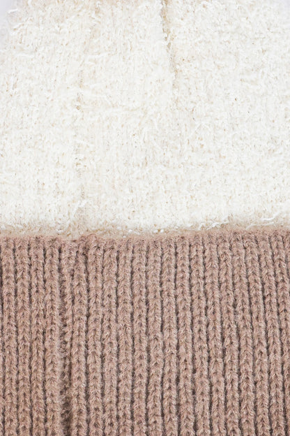 Two-Tone Pom Pom Beanie - Cougar Clothing