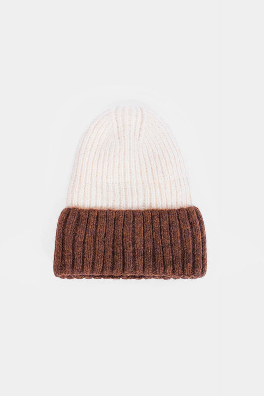 Two-Tone Ribbed Knit Beanie - Cougar Clothing