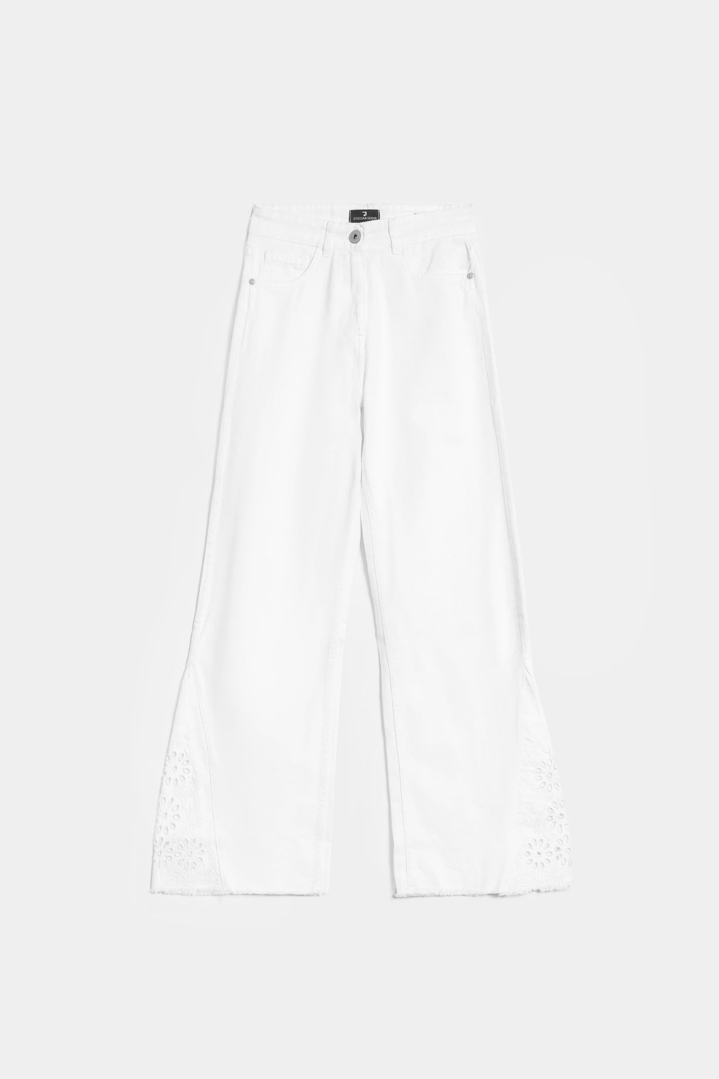 Wide Leg Embroidered Jeans - Cougar Clothing