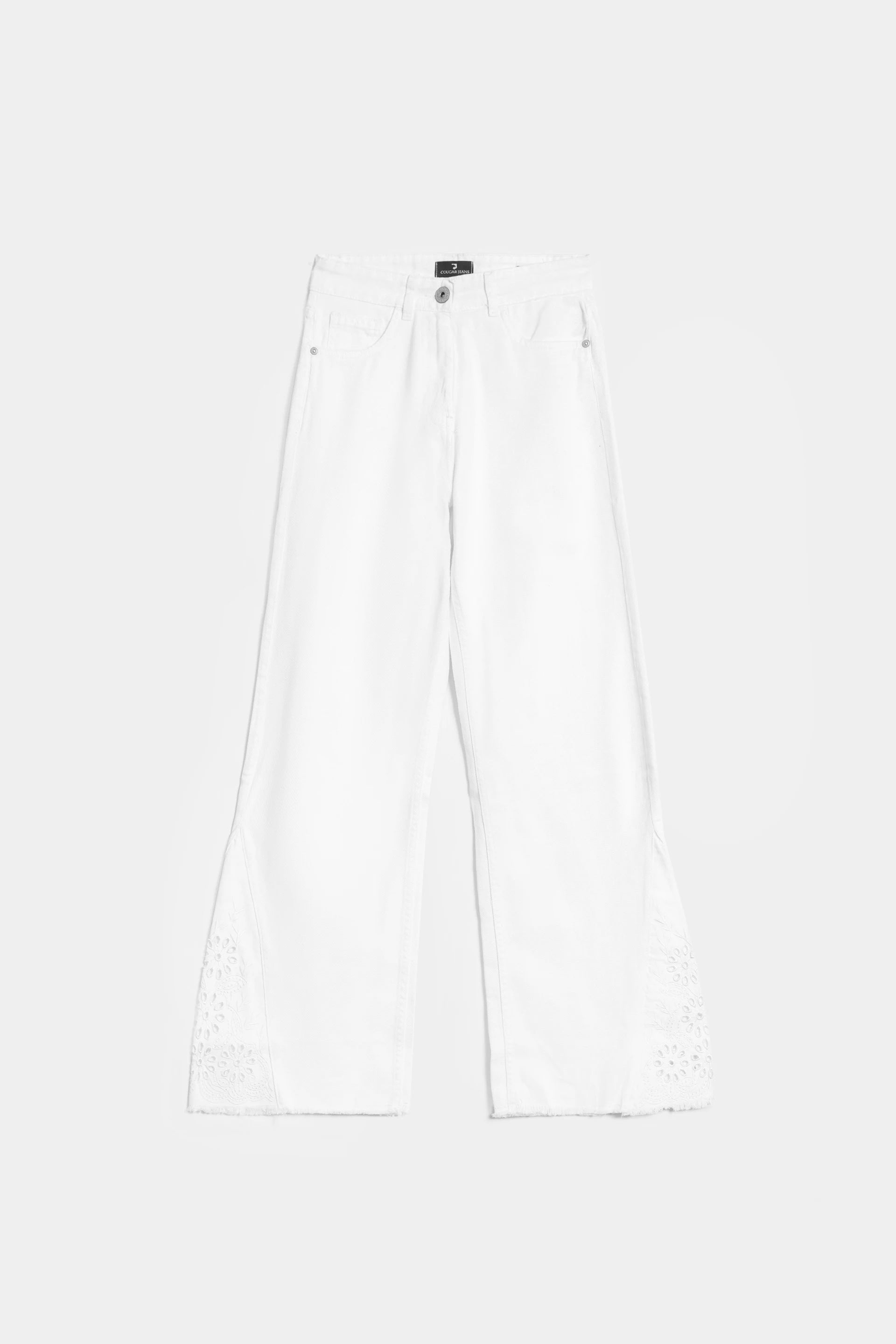 Wide Leg Embroidered Jeans - Cougar Clothing