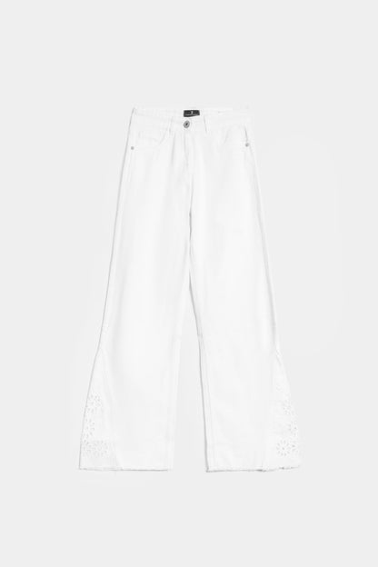 Wide Leg Embroidered Jeans - Cougar Clothing