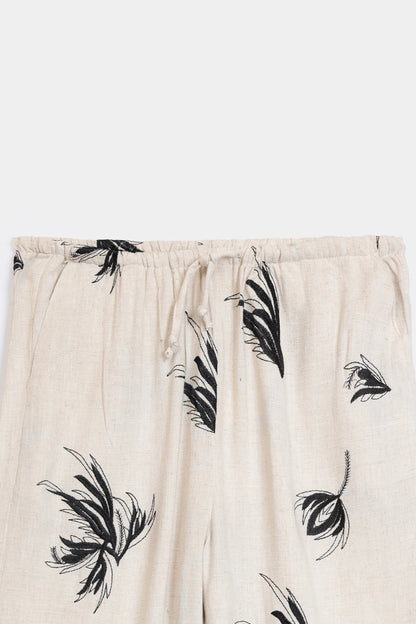Slub Cotton Printed Trousers - Cougar Clothing