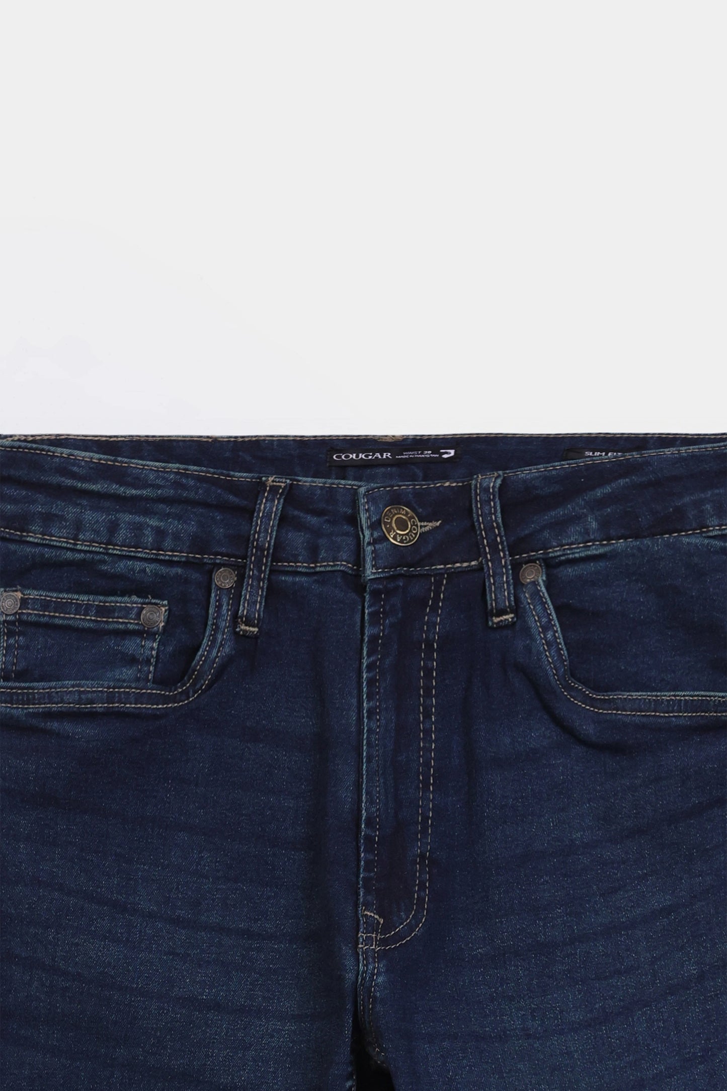 Slim Fit Jeans With Whiskers - Cougar Clothing